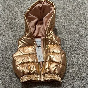 NWT Rose Gold Puffer Vest with Hood